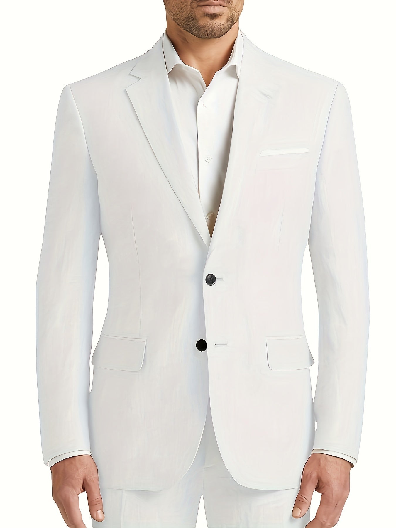 2-Piece Men's Solid Single-Breasted Suit Set