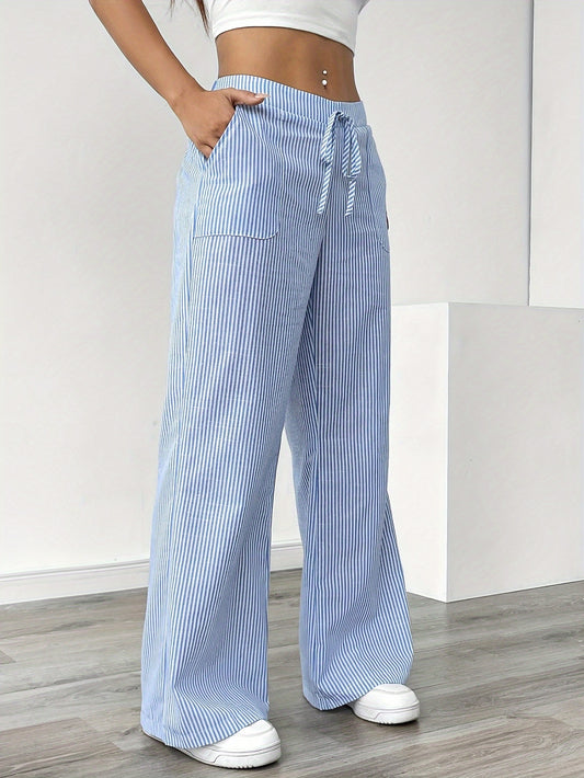 Pinstriped Wide Leg Pants