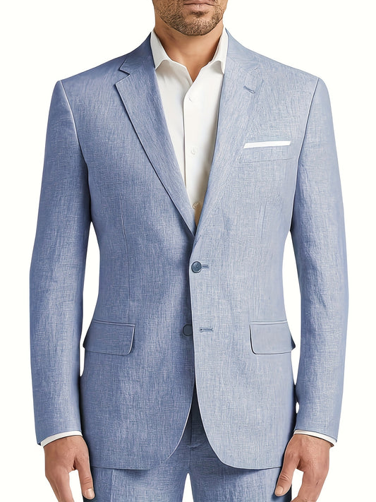 2-Piece Men's Solid Single-Breasted Suit Set