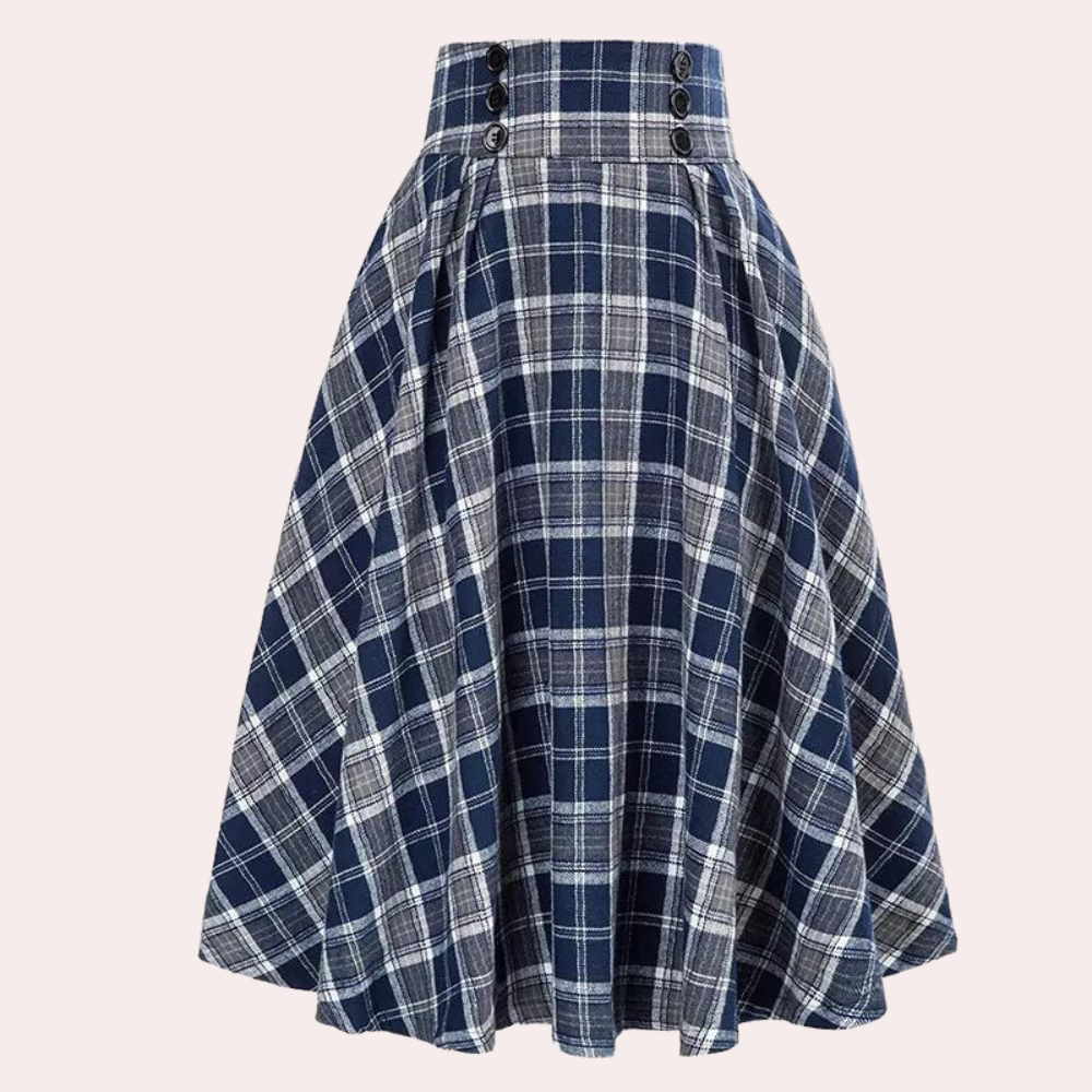 LUMINITA - Women's High Waist Checkered Skirt