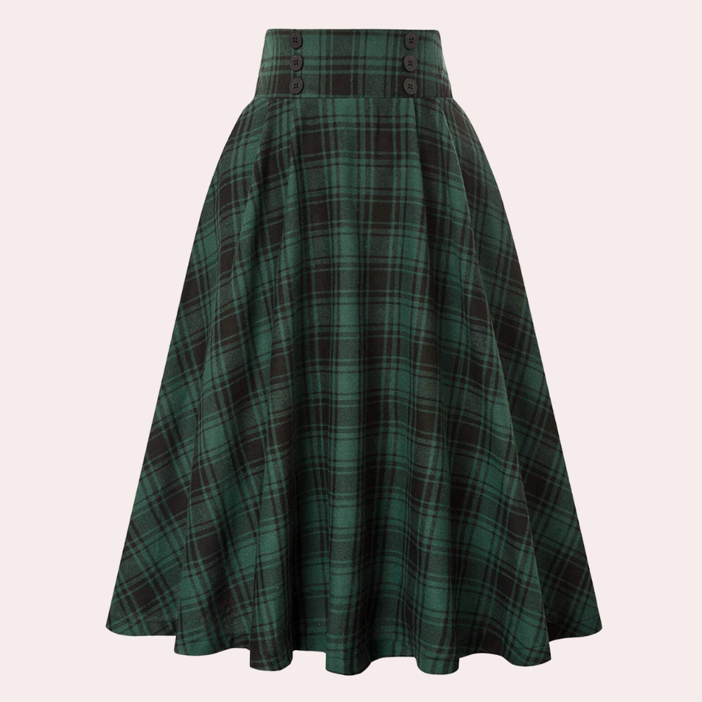 LUMINITA - Women's High Waist Checkered Skirt