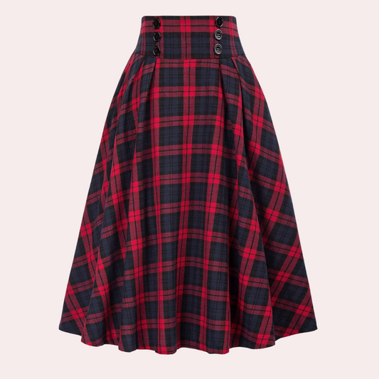 LUMINITA - Women's High Waist Checkered Skirt