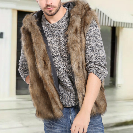 Gellert - Men's hooded fur vest