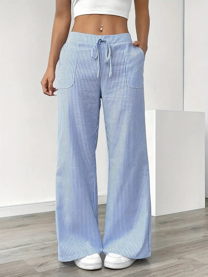 Pinstriped Wide Leg Pants