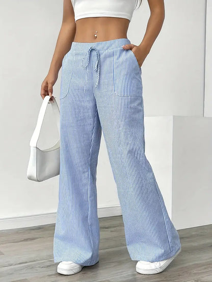 Pinstriped Wide Leg Pants